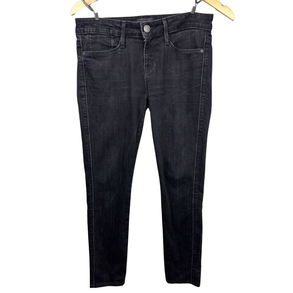 Vince Jeans Womens 26 x 26 Black Stone Wash Skinny Flap Button Pockets Mid-Rise
